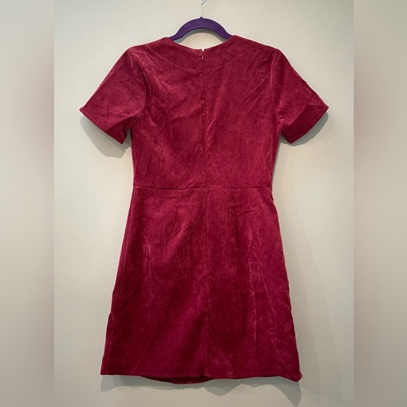 EVERLY Corduroy Brick Red Short Sleeve Mini Dress Size Medium - Picture 3 of 5